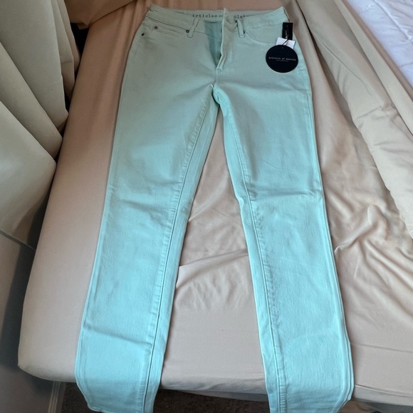Articles Of Society Womens Mid Rise Skinny Denim Jeans Mint Blue Size 28 NWT - Picture 1 of 6